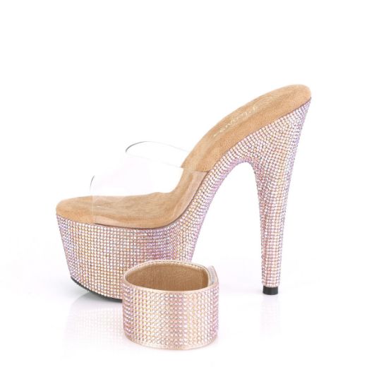 Product image of Pleaser BEJEWELED-712RS Clear/Rose Gold Multicolour Rhinestones 7 inch (17.8 cm)  Heel 2 3/4 inch (7 cm) Platform Sandal With Rhinestones