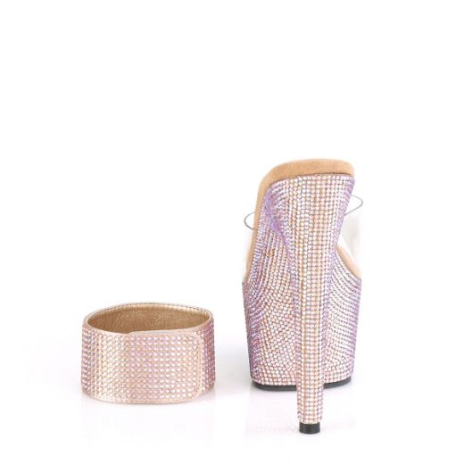 Product image of Pleaser BEJEWELED-712RS Clear/Rose Gold Multicolour Rhinestones 7 inch (17.8 cm)  Heel 2 3/4 inch (7 cm) Platform Sandal With Rhinestones