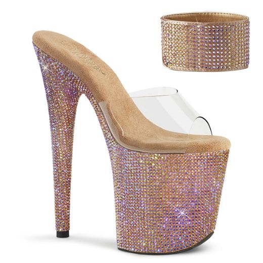 Product image of Pleaser BEJEWELED-812RS Clear/Rose Gold Multicolour Rhinestones 8 inch (20 cm) Heel 4 inch (10 cm) Platform Sandal With Rhinestones