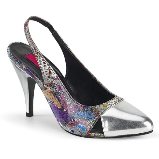 Product image of Pleaser Pink Label DREAM-405 Multicolour-Color Animal Print Print-Silver Metallic Polyurethane (Pu) 4 inch (10.1 cm) Heel Sling Back Pump Court Pump Shoes
