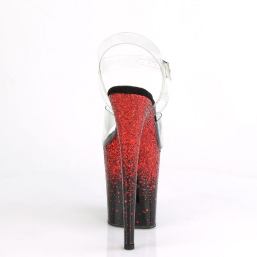 Product image of Pleaser FLAMINGO-808SS Clear/Black-Red Multicolour Glitter 8 inch (20 cm) Heel 4 inch (10 cm) Platform Ankle Strap Sandal Shoes