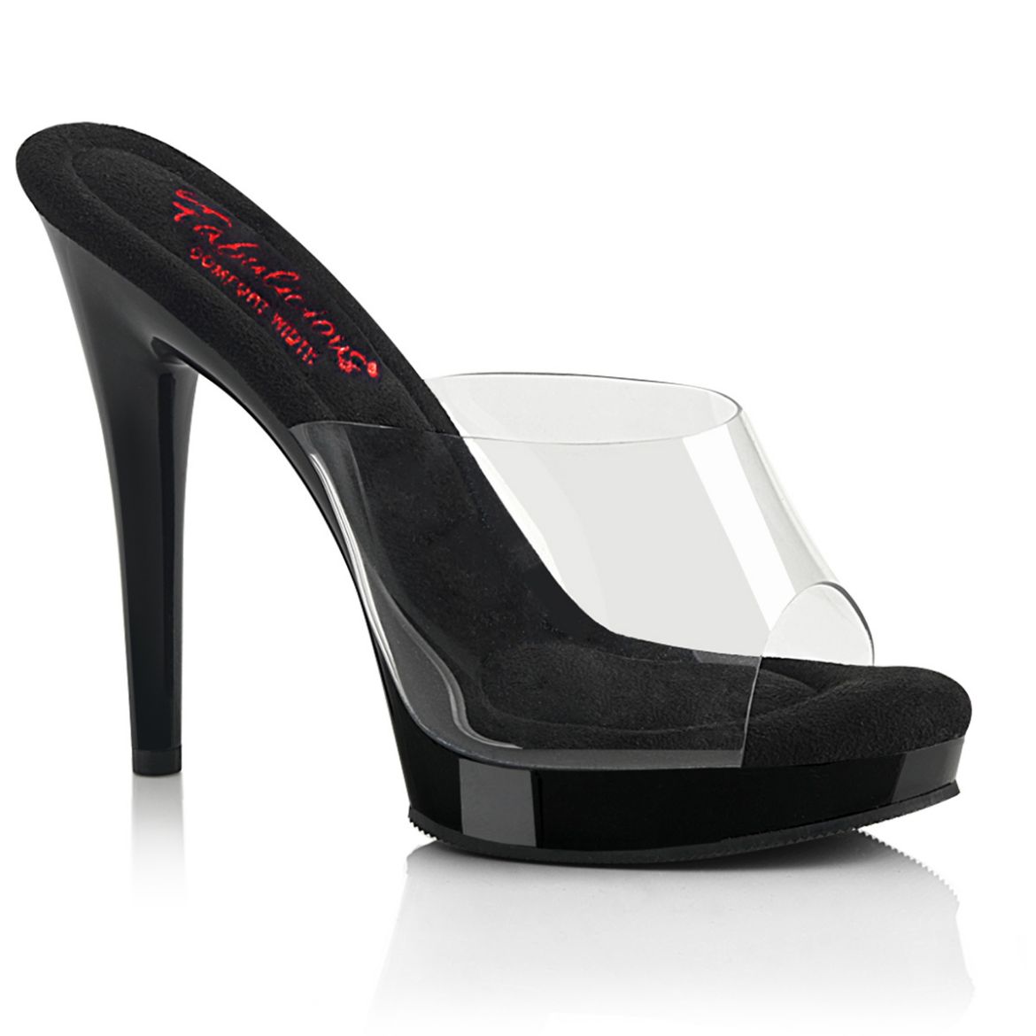 Image of Fabulicious GLORY-501 Clr/Blk 5 Inch Heel 3/4 Inch PF Slide