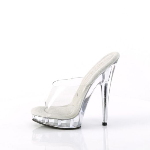Image of Fabulicious SULTRY-601 Clr/Clr 6 Inch Heel 1 Inch PF Peep Toe Slide