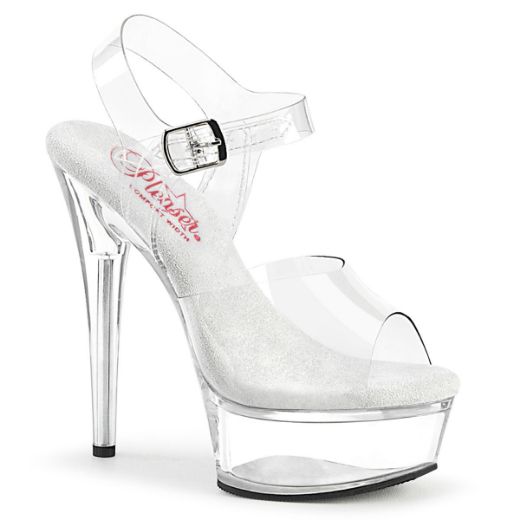Image of Pleaser EXCITE-608 Clr/Clr 6 Inch Heel 1 3/4 Inch PF Ankle Strap Sandal