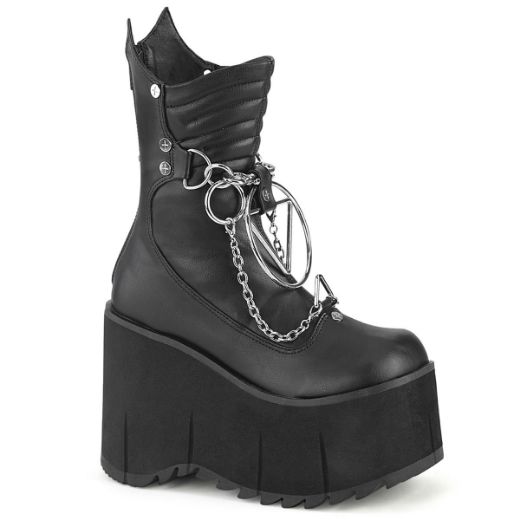 Image of Demonia KERA-130 Blk Vegan Leather 4 1/2 Inch Platform Calf High Boot Metal Back Zip