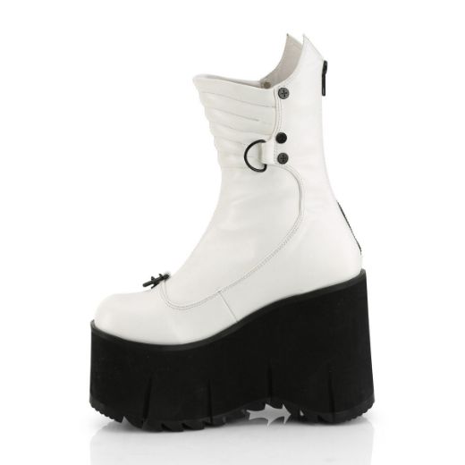 Image of Demonia KERA-130 Wht Vegan Leather 4 1/2 Inch Platform Calf High Boot Metal Back Zip