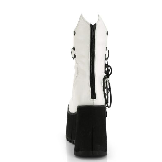 Image of Demonia KERA-130 Wht Vegan Leather 4 1/2 Inch Platform Calf High Boot Metal Back Zip