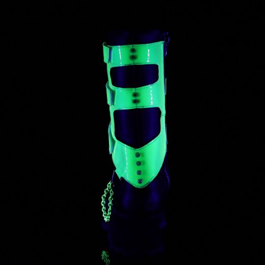 Image of Demonia GRAVEDIGGER-255 Blk Vegan Leather 2 3/4 Inch Platform Lace-Up Mid Calf Boot Inside Zip