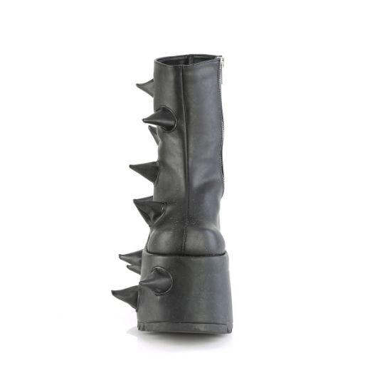 Image of Demonia SLAY-77 Blk Vegan Leather 7 Inch PF Ankle Boot Side Zip