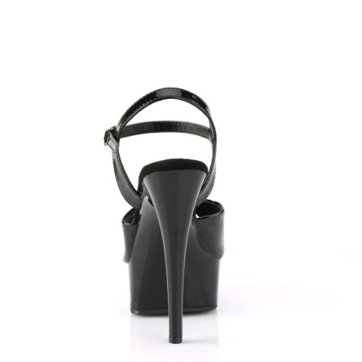 Image of Pleaser EXCITE-609 Blk Pat/Blk 6 Inch Heel 1 3/4 Inch PF Ankle Strap Sandal