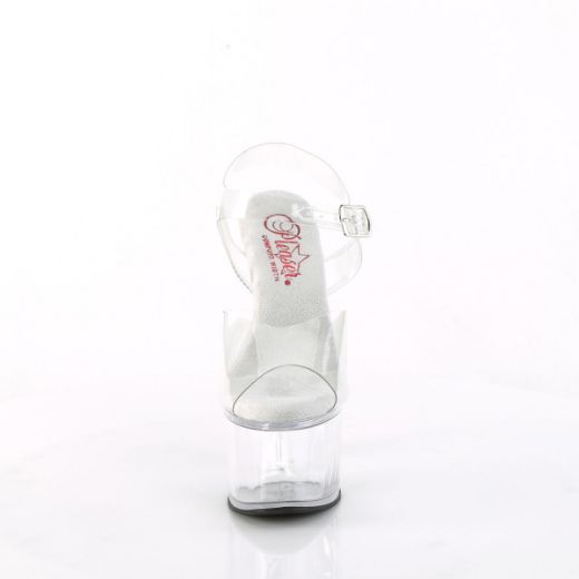 Image of Pleaser PASSION-708 Clr/Clr 7 Inch Heel 2 3/4 Inch PF Ankle Strap Sandal