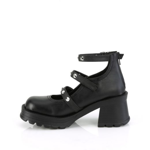 Product image of Demonia BRATTY-30 Blk Vegan Leather 2 3/4 Inch Heel 1 Inch Platform Ankle High Strappy Shoe
