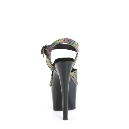 Product image of Pleaser ADORE-708N-LTP Green-Purple TPU/Blk 7 Inch Heel 2 3/4 Inch PF Ankle Strap Sandal