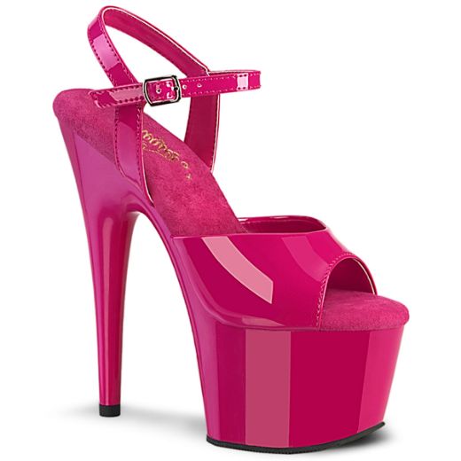 Product image of Pleaser ADORE-709 H. Pink Pat/H. Pink 7 Inch Heel 2 3/4 Inch PF Ankle Strap Sandal
