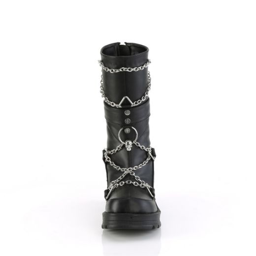 Product image of Demonia BRATTY-120 Blk Vegan Leather 2 3/4 Inch Heel 1 Inch Platform Mid-Calf Boot Back Zip