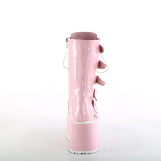 Product image of Demonia DAMNED-225 B. Pink Holo Pat 3 1/2 Inch PF Mid-Calf Boot w/6 BuckleStraps Metal Side Zip
