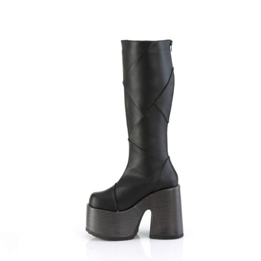 Product image of Demonia CAMEL-280 Blk Vegan Leather 5 Inch Chunky Heel 3 Inch P/F Knee High Boot Inside Zip