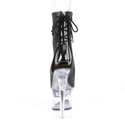Product image of Pleaser Flashdance-1018-7 Black Faux Leather/Clear, 7 inch (17.8 cm) Heel, 2 3/4 inch (7 cm) Platform Ankle Boot