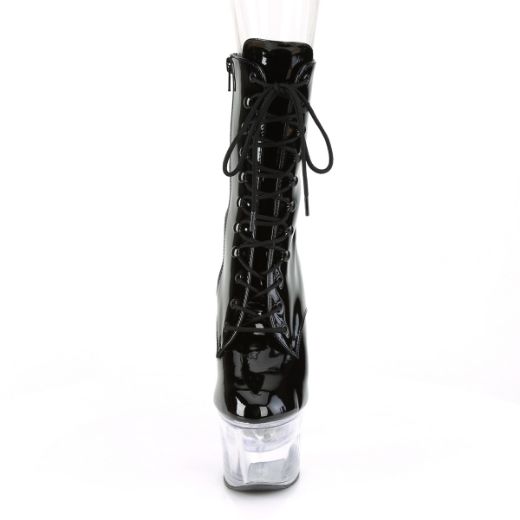 Product image of Pleaser Flashdance-1020-7 Black Patent/Clear, 7 inch (17.8 cm) Heel, 2 3/4 inch (7 cm) Platform Ankle Boot