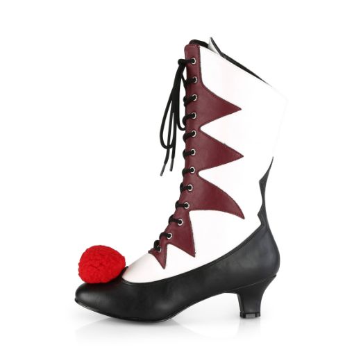 Product image of Funtasma It-120 White-Burgundy Pu, 2 inch (5.1 cm) Kitten Heel Ankle Boot