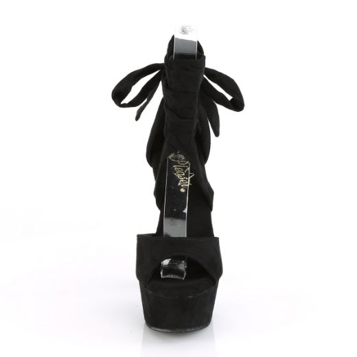 Product image of Pleaser DELIGHT-679 Black Faux Suede/Black Faux Suede 6 inch (15.2 cm) Heel 1 3/4 inch (4.5 cm) Platform Criss Cross Ankle Wrap Sandal Shoes