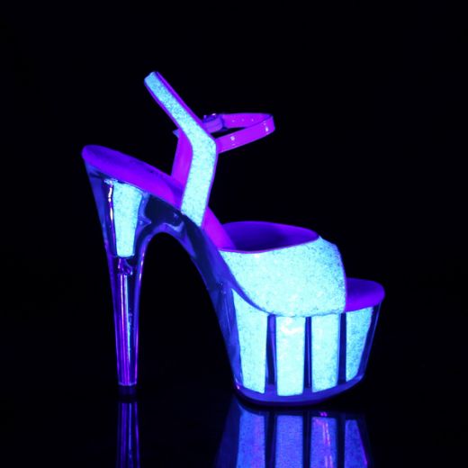 Product image of Pleaser ADORE-710UVG Neon Multicolour Glitter/Neon Multicolour Glitter 7 inch (17.8 cm) Heel 2 3/4 inch (7 cm) Platform Ankle Strap Sandal With Glitter Inserts