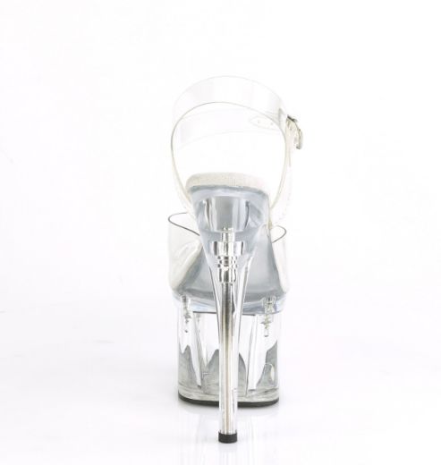 Product image of Pleaser ESTEEM-708 Clear/Clear 7 inch (17.8 cm) Heel 3 inch (7.6 cm) Platform Ankle Strap Sandal Shoes