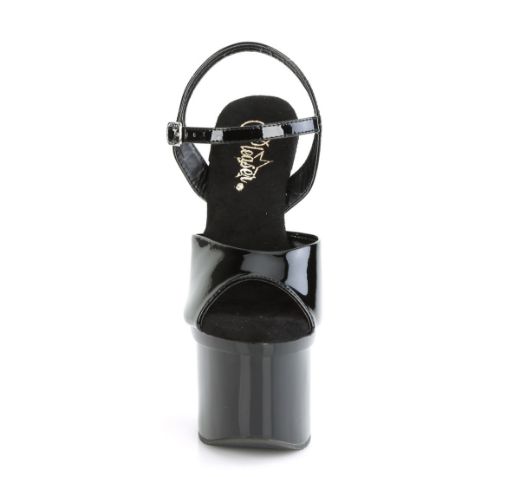 Product image of Pleaser ESTEEM-709 Black Patent/Black 7 inch (17.8 cm) Heel 3 inch (7.6 cm) Platform Ankle Strap Sandal Shoes