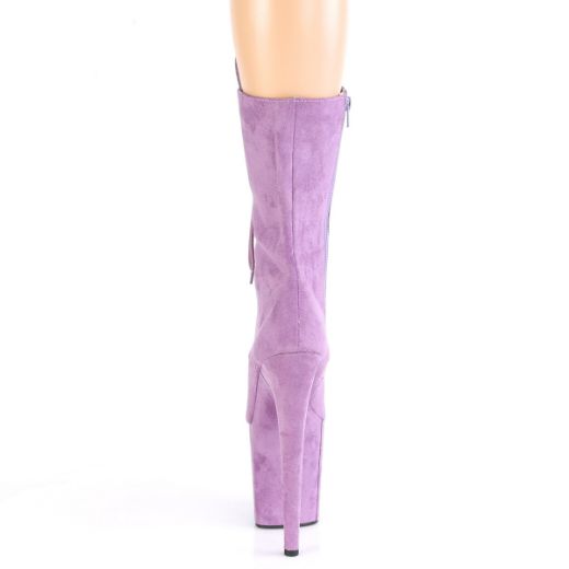 Product image of Pleaser FLAMINGO-1050FS Lilac Faux Suede/Lilac Faux Suede 8 inch (20 cm) Heel 4 inch (10 cm) Platform Lace-Up Front Mid Calf Boot Side Zip