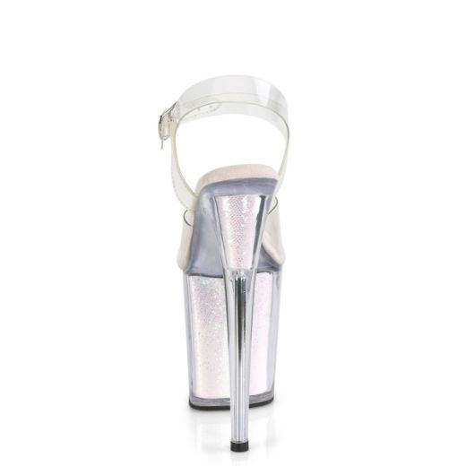 Product image of Pleaser FLAMINGO-808G Clear/Multicolour Glitter Inserts 8 inch (20 cm) Heel 4 inch (10 cm) Platform Ankle Strap Sandal With Glitter Insert Shoes