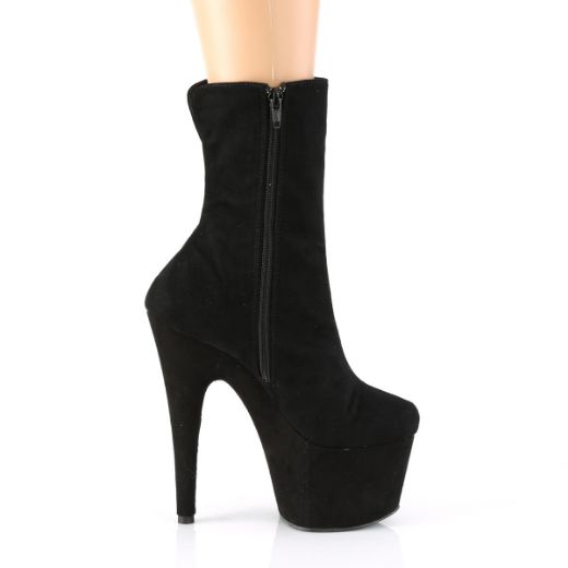 Product image of Pleaser ADORE-1042 Black Faux Suede/Black Faux Suede 7 inch (17.8 cm) Heel 2 3/4 inch (7 cm) Platform Ankle Boot Inside Zip