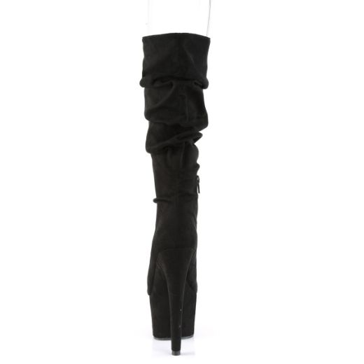 Product image of Pleaser ADORE-1061 Black Faux Suede/Black Faux Suede 7 inch (17.8 cm) Heel 2 3/4 inch (7 cm) Platform Slouch Mid-Calf Boot Inside Zip