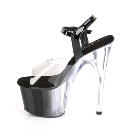 Product image of Pleaser ADORE-708T-1 Smoke-Black/Black-Clear Ombre 7 inch (17.8 cm) Heel 2 3/4 inch (7 cm) Platform Ombre Ankle Strap Sandal Shoes
