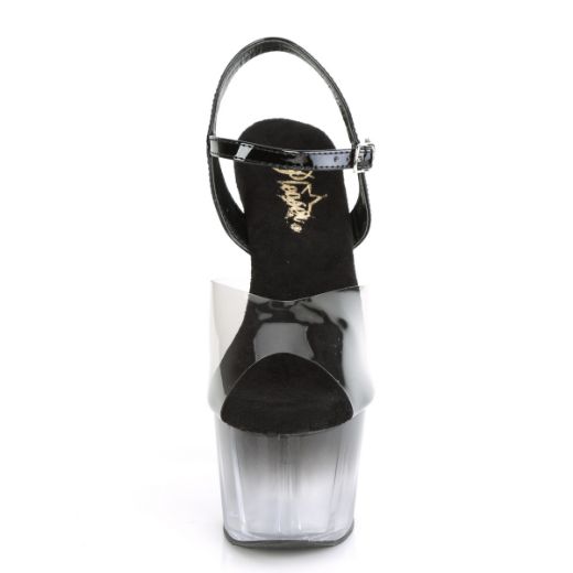 Product image of Pleaser ADORE-708T-2 Smoke-Black/Black-Clear Ombre 7 inch (17.8 cm) Heel 2 3/4 inch (7 cm) Platform Ombre Ankle Strap Sandal Shoes