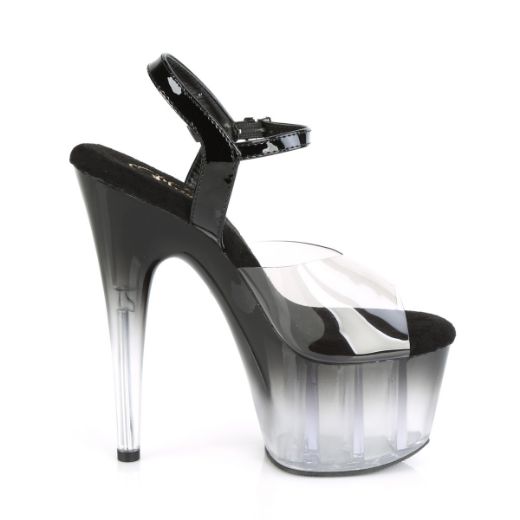 Product image of Pleaser ADORE-708T-2 Smoke-Black/Black-Clear Ombre 7 inch (17.8 cm) Heel 2 3/4 inch (7 cm) Platform Ombre Ankle Strap Sandal Shoes
