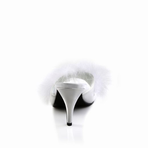 Product image of Fabulicious AMOUR-03 White Polyurethane (Pu)-Faux Fur 3 inch (7.6 cm) Classic Faux Feathers Slipper