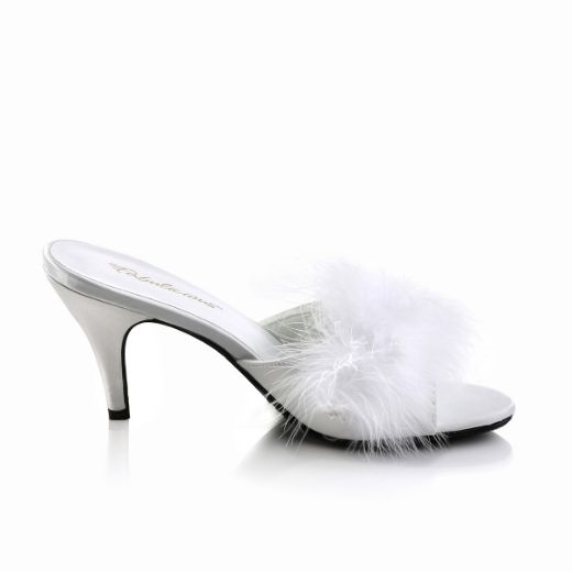 Product image of Fabulicious AMOUR-03 White Polyurethane (Pu)-Faux Fur 3 inch (7.6 cm) Classic Faux Feathers Slipper