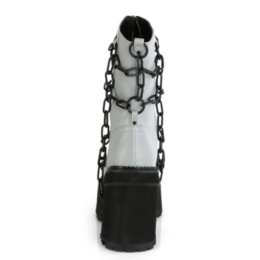 Product image of Demonia ASSAULT-66 Grey Reflective Vegan Faux Leather 4 3/4 inch (12.1 cm) Heel 2 1/4 inch (5.7 cm) Platform Ankle Boot Front Zip