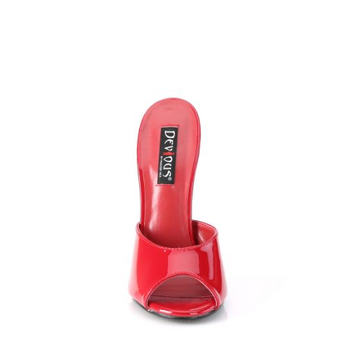 Product image of Devious DOMINA-101 Red Patent 6 inch (15.2 cm) Peep Toe Slide Slide Mule Shoes