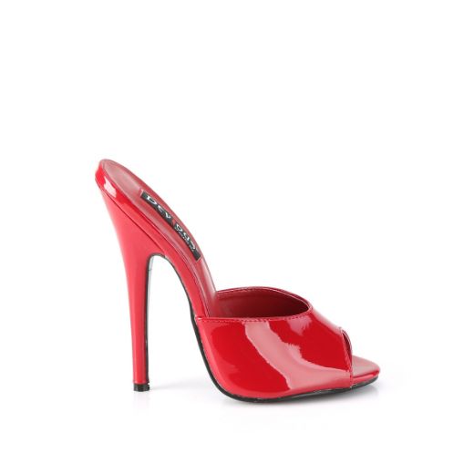 Product image of Devious DOMINA-101 Red Patent 6 inch (15.2 cm) Peep Toe Slide Slide Mule Shoes