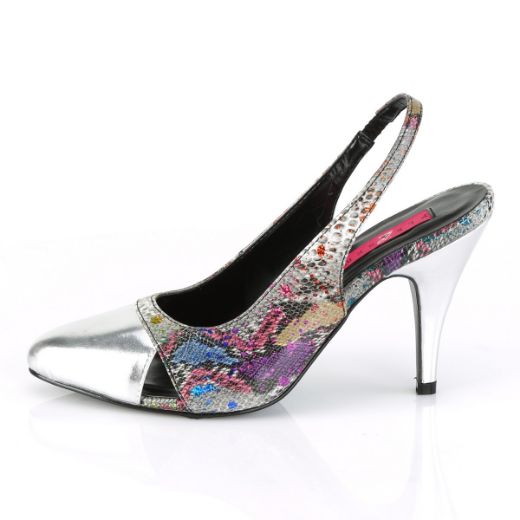 Product image of Pleaser Pink Label DREAM-405 Multicolour-Color Animal Print Print-Silver Metallic Polyurethane (Pu) 4 inch (10.1 cm) Heel Sling Back Pump Court Pump Shoes