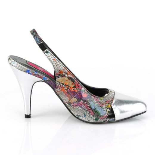 Product image of Pleaser Pink Label DREAM-405 Multicolour-Color Animal Print Print-Silver Metallic Polyurethane (Pu) 4 inch (10.1 cm) Heel Sling Back Pump Court Pump Shoes