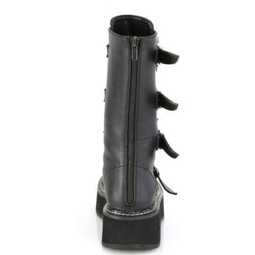 Product image of Demonia EMILY-322 Black Vegan Faux Leather 2 inch (5.1 cm) Platform Lace_Up Mid-Calf Boot With  4 Buckles Straps Back Zip