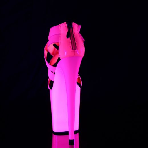 Product image of Pleaser FLAMINGO-869UV Neon Hot Pink Elastic Band-Patent/Neon Hot Pink 8 inch (20 cm) Heel 4 inch (10 cm) Platform Blacklight (Uv) Reactive Criss Cross Sandal Back Zip Shoes