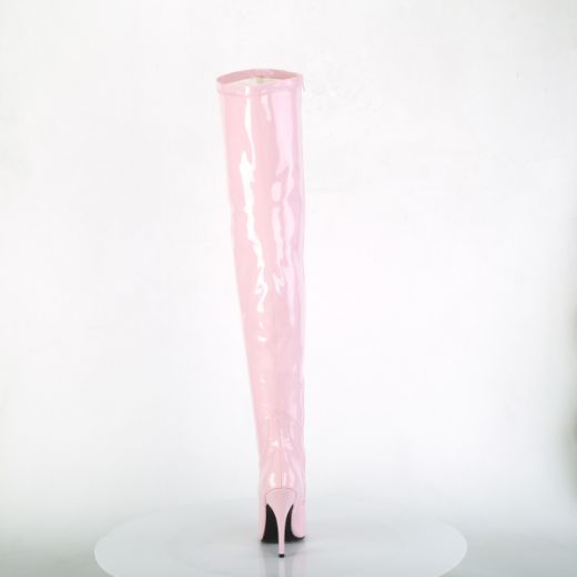 Product image of Pleaser SEDUCE-3000 Baby Pink Stretch Patent 5 inch (12.7 cm) Heel Plain Stretch Thigh Boot Side Zip Thigh High Boot
