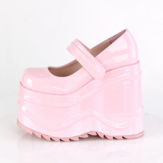 Product image of Demonia WAVE-32 Baby Pink Holographic 6 inch (15.2 cm) Wedge Platform Maryjane