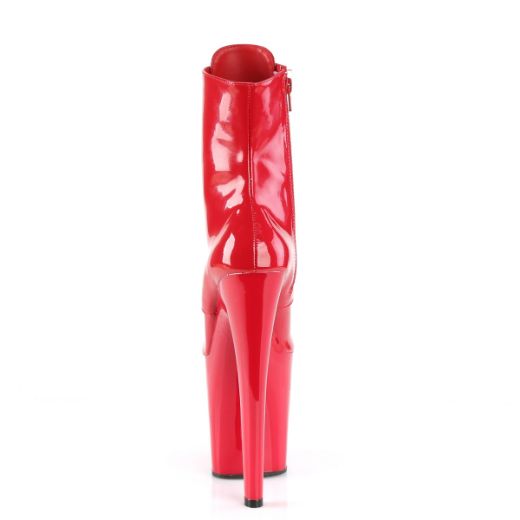 Product image of Pleaser XTREME-1020 Red Patent/Red 8 inch (20 cm) Heel 4 inch (10 cm) Platform Lace-Up Front Ankle Boot Side Zip