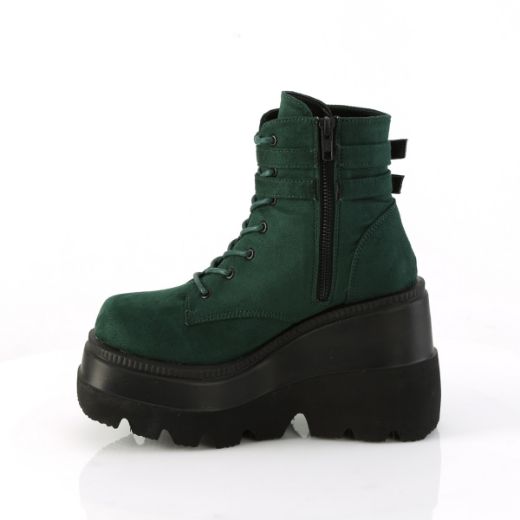 Product image of Demonia SHAKER-52 Emerald Vegan Suede 4 1/2 Inch Wedge PF Ankle Boot Side Zip