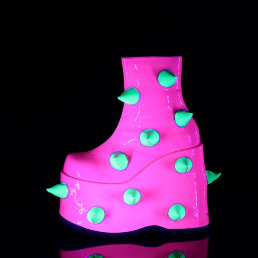 Product image of Demonia SLAY-77 UV Neon Pink-Neon Green 7 Inch PF Ankle Boot Side Zip