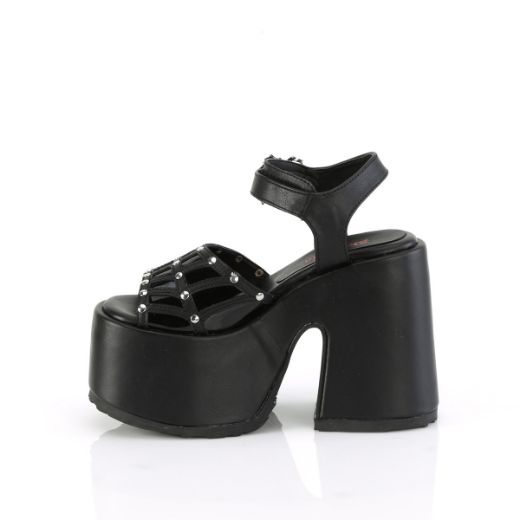 Product image of Demonia CAMEL-17 Blk Vegan Leather 5 Inch Chunky Heel 3 Inch Platform Ankle Strap Sandal